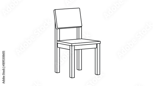 Basic wooden chair line drawing showing a standard backrest and sturdy legs isolated on a plain white background.