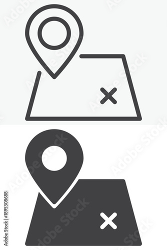 Map pin mark different style icon set. Line, outline and solid icon vector sign symbol with editable stroke. Pin icon for marking places on maps.