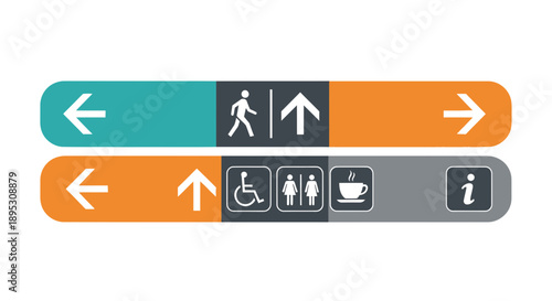 Directional Signs: Arrows, Accessibility, Restrooms, Cafe, Info