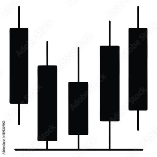candlestick chart vector icon on white background