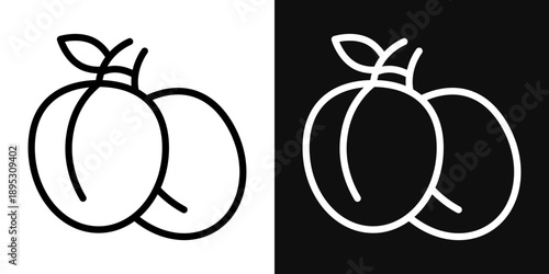 Plum icons - editable stroke vector illustration