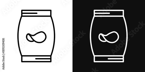 Potato chips icons - editable stroke vector illustration