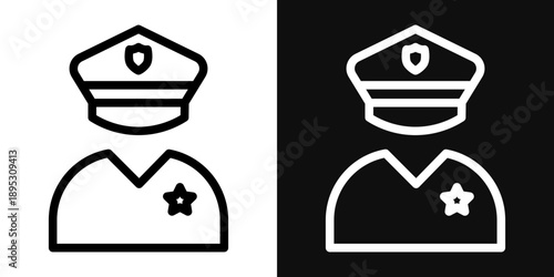 Police icons - editable stroke vector illustration