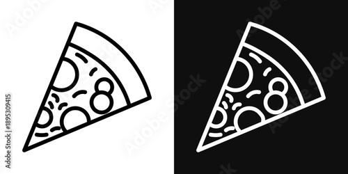 Pizza icons - editable stroke vector illustration