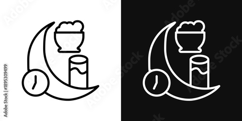 Ramadan iftar icons - editable stroke vector illustration