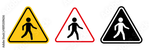 School crossing signs collection Silhouette flat icon design element.