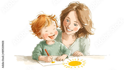 mother and daughter painting together