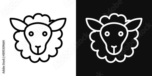 Sheep icons - editable stroke vector illustration