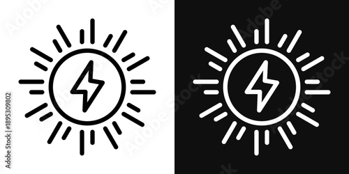 Solar energy icons - editable stroke vector illustration