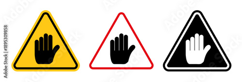 Stop security signs collection Silhouette flat icon design element.