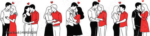 couples love romance hugging affection relationships valentines intimacy togetherness illustration modern lifestyle