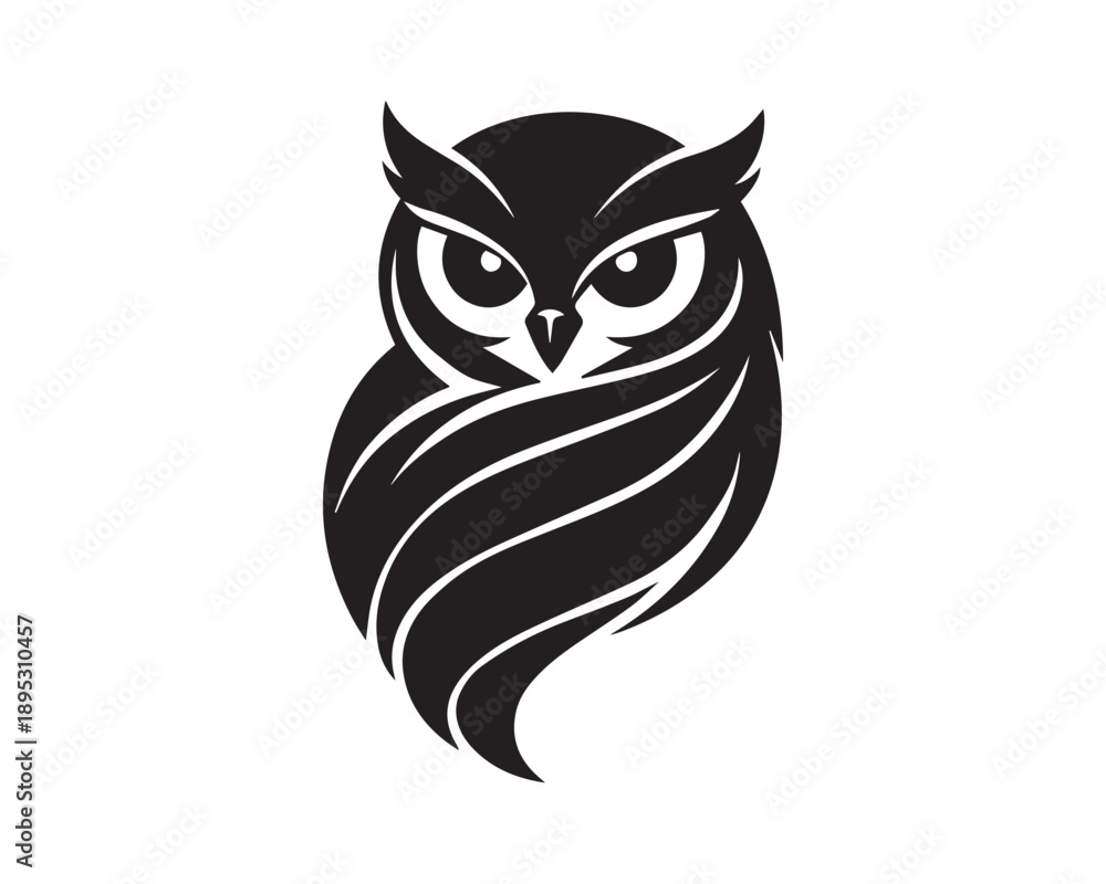 Obraz premium Black Owl Silhouette Logo Vector Illustration, Wise Night Bird Emblem for Branding, Tattoo Design, Mascot, Esports Team and Modern Graphic Art