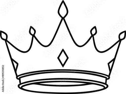 Simple Black Crown Illustration on White.