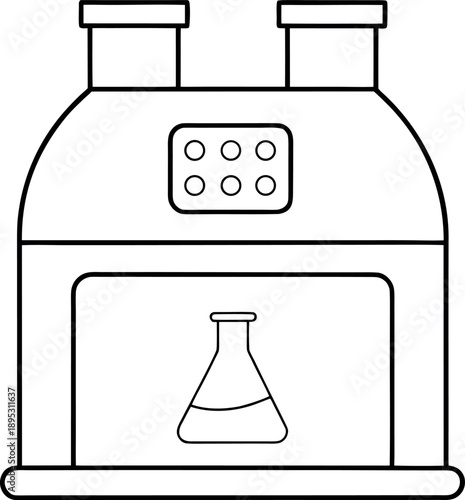 Black Line Laboratory Incubator Heating Equipment Icon