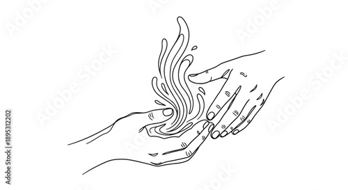 Simple line drawing of hands holding a flame.