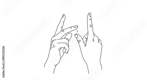 Simple line drawing of two hands with middle fingers raised in a gesture.