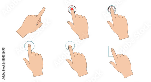 Hand gestures illustrating various ways to interact with touchscreen devices.