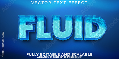 Large blue 3d text effect for fluid with editable and scalable design