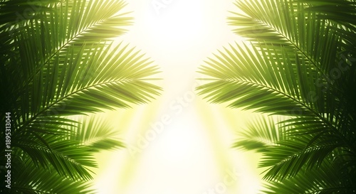 Easter sunday palm fronds with radiant sunlight background