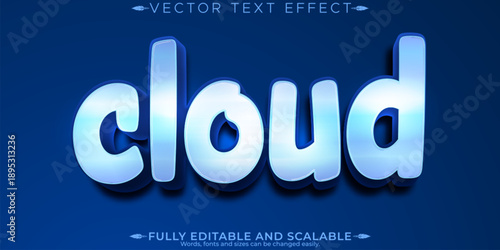 Glowing cloud word on dark blue background
