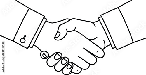 Business handshake flat vector illustration, professional partnership agreement, successful deal cooperation, teamwork contract greeting, shaking hands corporate collaboration, legal, career.
