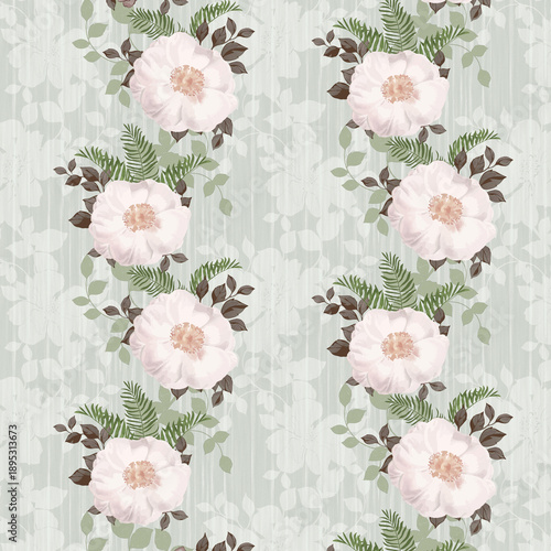 Wallpaper Mural vintage rose background with flowers pattern Cute plant border   Torontodigital.ca