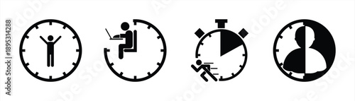 Time Management and Productivity Icon Set for Work Efficiency