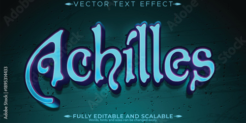 Glowing blue achilles title with gothic font on dark background