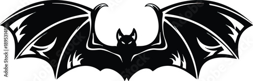 Black Bat Silhouette Flying Wings Spread.