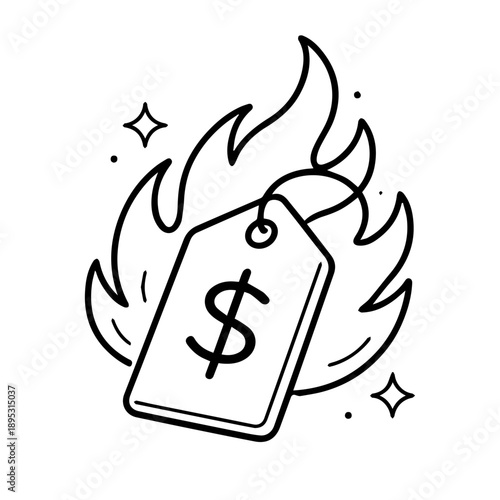 coupon on fire line icon vector on a white background
Vector line icon