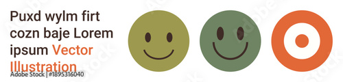 Emotional expression, feedback systems, positivity, target-focused communication, branding, user experience. happy faces and a target in simple design. Emotional expression and feedback systems