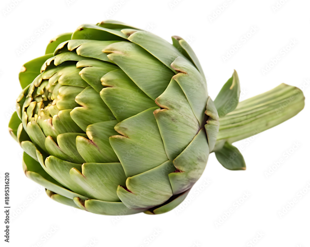 Obraz premium Single Green Artichoke on Black Background vegetable isolated on a transparent background