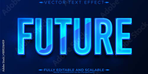 Glowing blue futuristic text saying future on a dark background