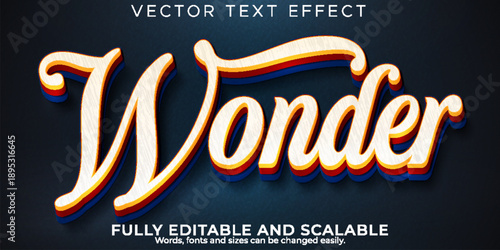 Fully editable vector text effect design with the word wonder