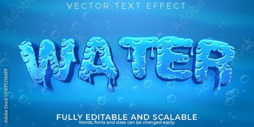 Frozen water text effect with icy blue background