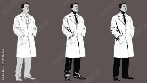 Doctor standing silhouette, professional healthcare worker and medical staff vector illustration
