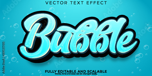 Blue bubble text effect on turquoise background