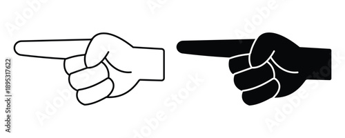 Finger Pointing Hand Icon Set – Vector Line, Outline, and Filled Gesture Icons for UI, Click, and Touchscreen Interaction