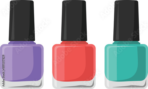 A digital illustration of a purple nail polish bottle with a black cap