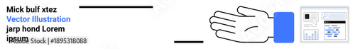 Digital security, identity verification, authentication processes, biometric technology, data access control, cybersecurity. Hand and digital interface with data elements. Digital security