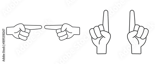 Finger Pointing Hand Icon Set – Vector Line, Outline, and Filled Gesture Icons for UI, Click, and Touchscreen Interaction