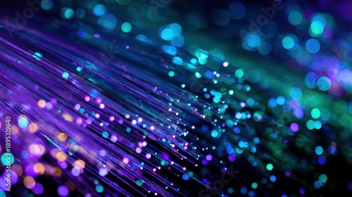 Fiber Optic Cables Glow in Abstract Pattern: Modern High-Speed Data Connection Technology