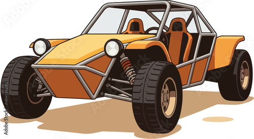 Sand Dune Buggy for Desert Offroad Adventure, Lightweight High Performance Terrain Vehicle, Detailed Vector Illustration