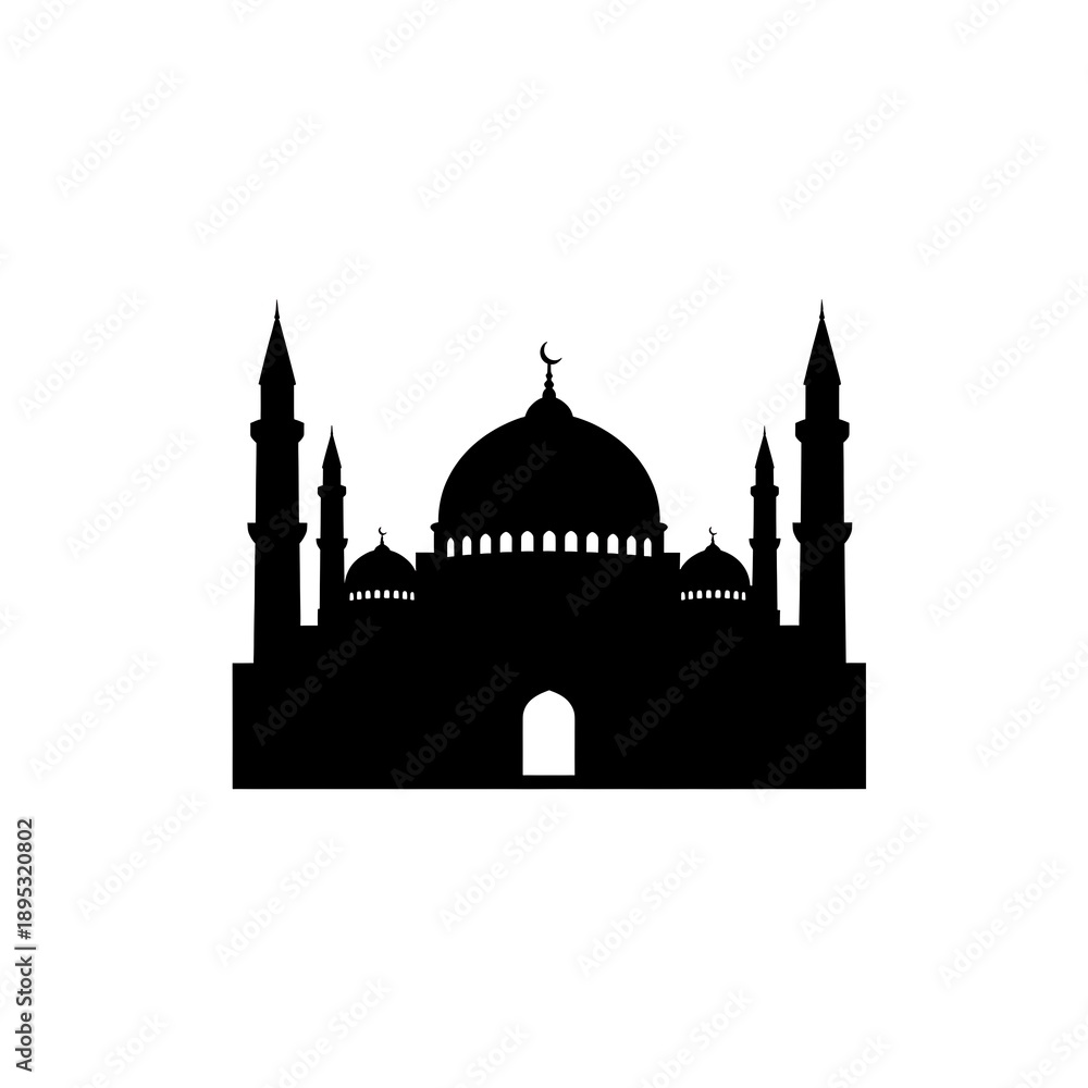 Fototapeta premium Mosque silhouette with domes and minarets.