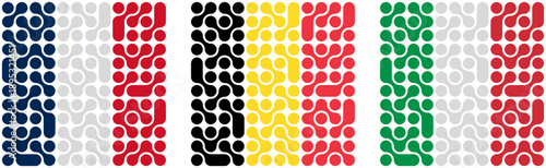 france, belgium and italy flags blob pattern. vector illustration