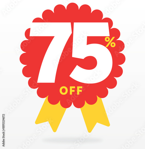 75% off, advertisement, special, shop, banner, value, promo, retail, sale, company, offer. Store, market, advertising, set, icon, vector, shape