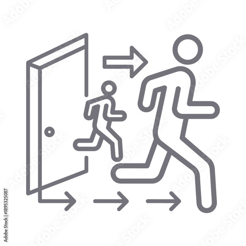 Emergency Fire Exit and Building Evacuation Route Safety Icon