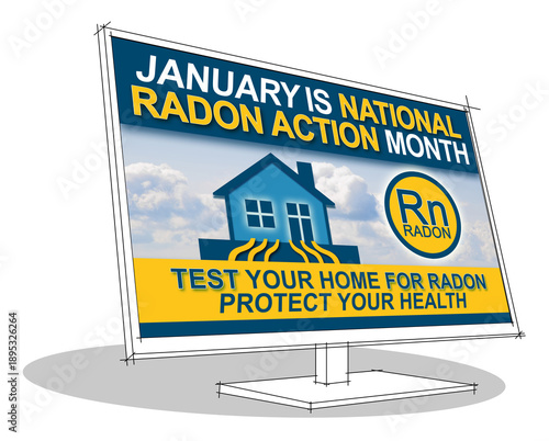 NATIONAL RADON ACTION MONTH TO MONITOR AND PREVENT THE RISK OF RADIOACTIVE CONTAMINATION CAUSED BY RADON GAS - CONCEPT ABOUT HOME RADON TEST, HEALTH PROTECTION, INDOOR GAS RISK, RESIDENTIAL SAFETY