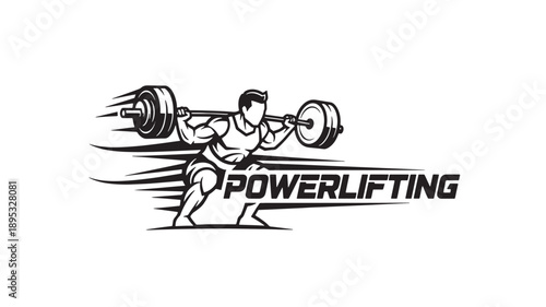 A powerful black and white illustration of a powerlifter lifting a heavy barbell, symbolizing strength, determination, and athletic achievement.