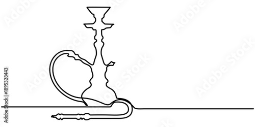 Continuous one line drawing of hookah, tobacco smoking equipment. simple outline vector illustration. 